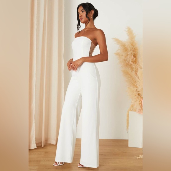Lulus Dresses & Skirts - NWT Lulus Adoring Occasion White Strapless Wide-Leg Jumpsuit Size Medium